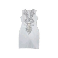 Fashion Nova Womens Size Small White Rhinestoned Asymmetrical Formal Mini Dress 