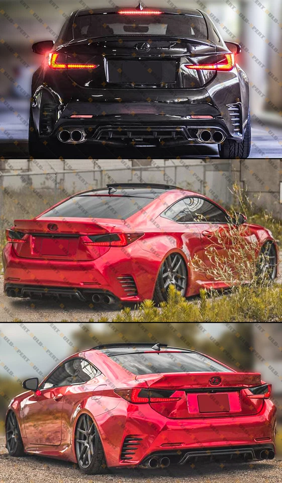 Gloss Black Shark Fin Rear Bumper Diffuser For 2015-18 Lexus RC300 RC350 F-Sport - Imagen 4 de 4