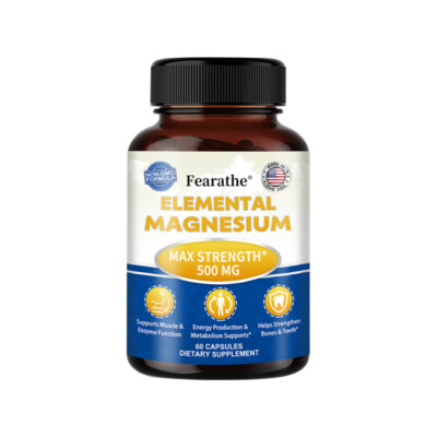 Premium Magnesium Citrate 500mg Highest Potency Muscle Support Vegan Capsules