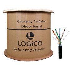 Cat5e Shielded Gel Flooded Network Cable 1000FT Black Direct Burial Bare Copper