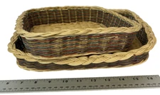 Pyrex Dish Holders Multicolor Wicker Baskets Wall Decor Boho lot of 2