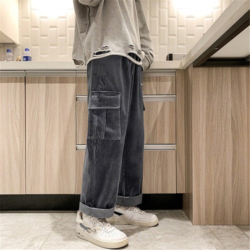 Men Corduroy Pants Workout Baggy 