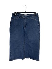 Calvin Klein Classic Dark Wash Denim Midi Skirt Size 8