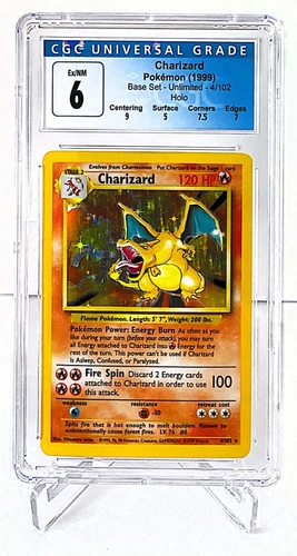 Pokémon Charizard 1999 Base Set 4/102 Holo  CGC 9 - Old Label  EX/NM Pokémon TCG