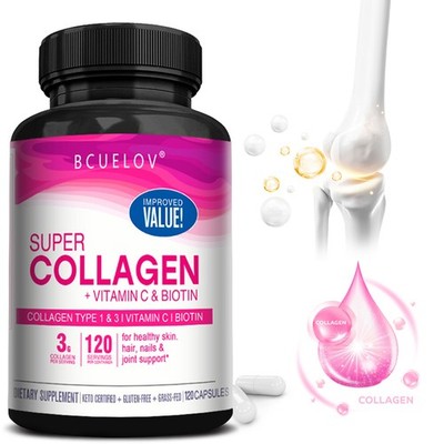 Collagen+Vitamin C & Biotin Supplement,120pcs Skin Health,Anti Aging
