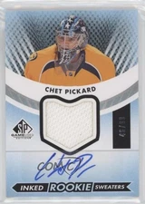 2012 SP Game Used Edition Inked Rookie Sweaters /99 Chet Pickard #IRS-CP Auto RC