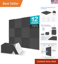 12 Pack Sound Proof Foam Panels, 1" X 12" X 12" Self-Adhesive Acoustic Foam P...