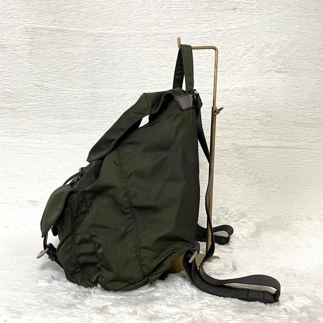 PRADA backpack triangular logo white tag nylon kh… - image 3