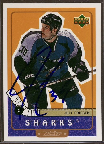 Jeff Friesen 1999-2000 Upper Deck Retro #66 San Jose Sharks signed Autogramm