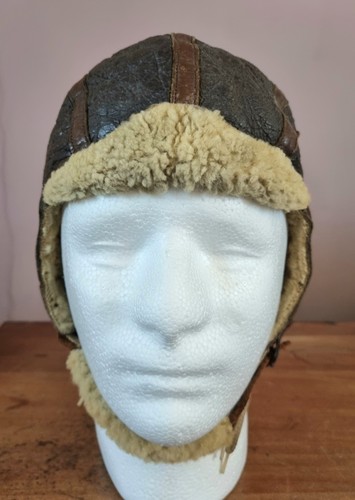 ORIGINAL WW2 US ARMY AIR CORPS B-6 LEATHER SHEEPSKIN FLYING HELMET - Picture 3 of 20