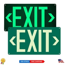 High-Visibility 2Pack Photoluminescent Exit Signs, Easy Install Aluminum Design