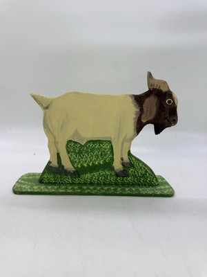 Vintage 1995 Menno Shirk Folk Art Wood Carving Billy Goat 7  Carved