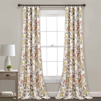 Set of 2 (84''x52'') Ivana Floral Light Filtering Window Curtain Panels White