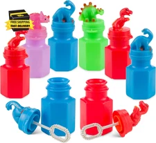 Dinosaur Bubbles Party Favors for Kids - (12-Pack Bulk) Assorted 3-Inch Dino Bub