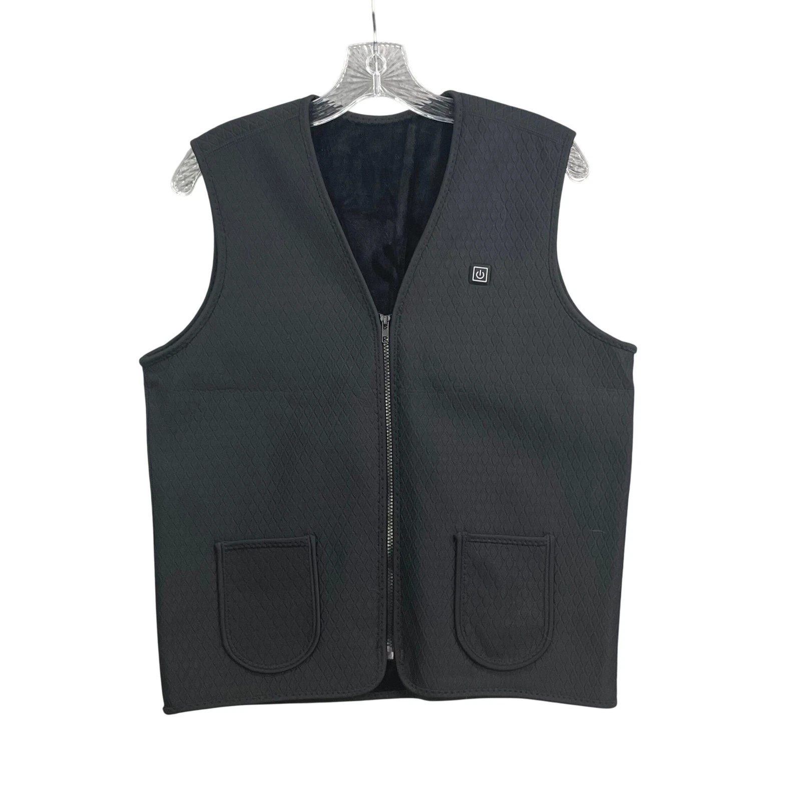 Heated Vest Men XL Black Electric Quilted Fleece Lined Full Zip Pockets Gorpcore