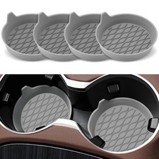 4 PCS Car Cup Coaster, Non-Slip Holder Insert Coasters, Silicone Gray