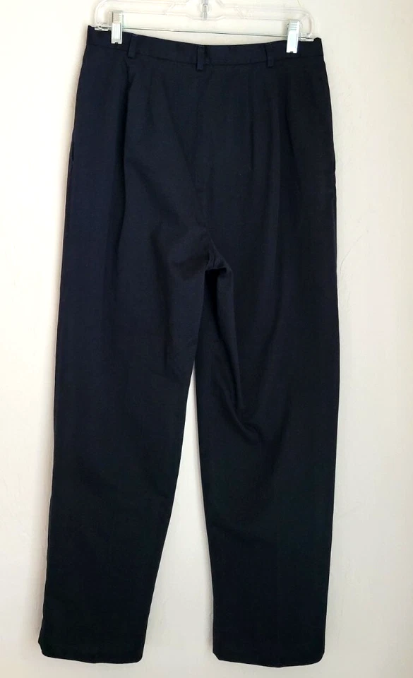 Vintage Lands End Pants 80s dress chino pleated high rise black Women's size 12 - Image 3 of 4