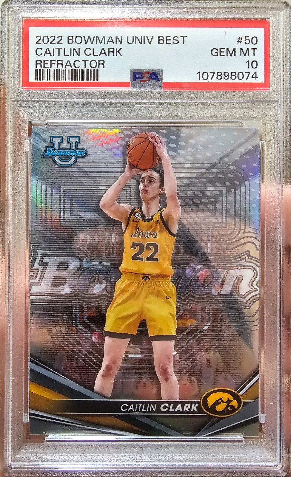2022 Bowman University Best Caitlin Clark #50 Silver Refractor - PSA 10