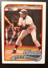 1989 Topps Jose Uribe. Error. Right Corner Is Not Sharp. Big Blue Dot On Leg.