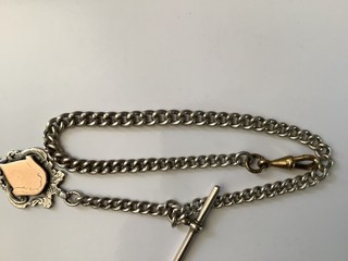 Antique Solid Silver Albert Chain Dog Clip Not Silver 36.75 Grams