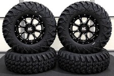 OUTLANDER 650 28" AURORA 8 Ply RADIAL ATV TIRE & 14" HL4 WHEEL KIT CAN1CA