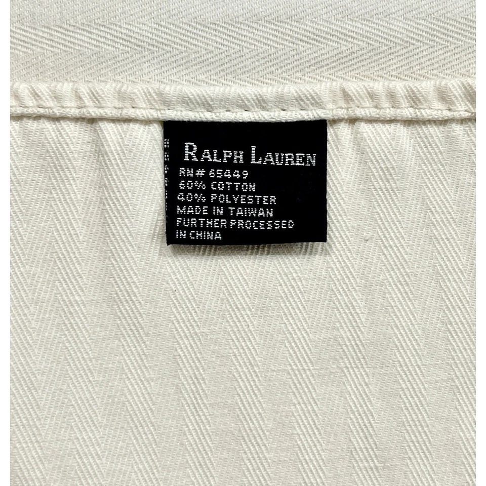 Ralph Lauren Tablecloth Oblong 80 x 56 Light Creamy Beige Cotton Blend Weave - Image 4 of 4