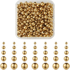 400Pcs 304 Stainless Steel round Metal Spacer Beads - Gold, 3Mm, 4Mm, 5Mm, 6Mm,