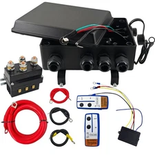 Winch Solenoid Contactor Relay & Control Box Twin Remote Controller ATV 12V 500A