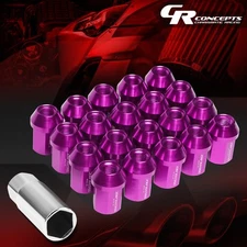 JDM PURPLE 35MM ALUMINUM 25MM OD M12X1.5 CLOSED END LUG NUTS 20PCS/SET+LOCK KEY