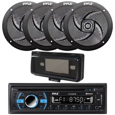 Pyle PLCD43BTM Marine Bluetooth CD Radio, 4x 4" 100W Speakers, Cover Black 