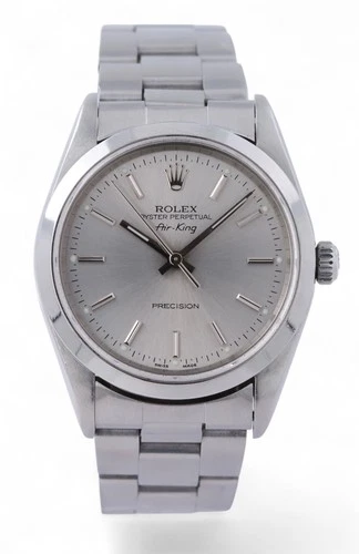 1995 Vintage ROLEX Air King Oyster 34 Smooth Bezel  34mm - Silver Dial - 14000