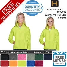 🔥 Harriton Women Full-Zip Front-zip pockets Jacket Fleece Up To 3XL M990W