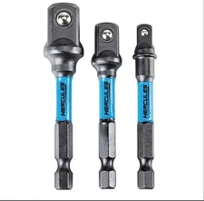 3 PC IMPACT RATED HEX SHANK SOCKET Drill Driver SET 1/4" 3/8" 1/2"
