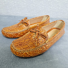 Prada Women's Embossed Leather Animal Print Loafers US Size 8 Made In Italy