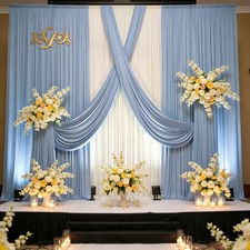 Wrinkle Free Dusty Blue Backdrop Curtains Stage Drapes 10x12ft 2PK