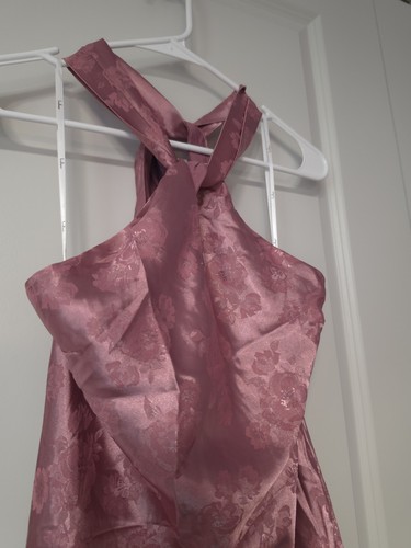 Lulus Women's Got the Key Mauve Floral Jacquard Halter Mini Dress Size S NWT