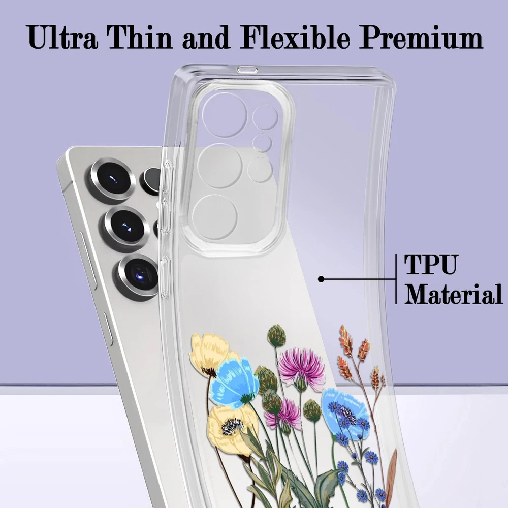 Crystal Clear Floral Phone Case for Samsung Galaxy S24 FE S23 S25 A25 A34