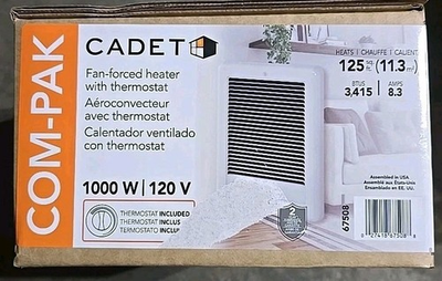 #ad Electric Heater 1000 Watt 120 Volt Fan Forced In Wall Dial Controls in White $119.00