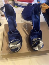 Electric Blue Satin Dress Shoes Size 38 Uk 5 And  Matching Bag( 2 items listed)