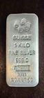 PAMP Suisse 1 Kilo Silver Bar .999 Fine Cast Bullion