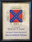 Framed Sons of Confederate Veterans Certificate