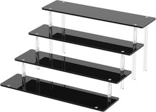 4 Tier Acrylic Display Risers, Black Perfume Organizer Stand, Large Cupcake Stan
