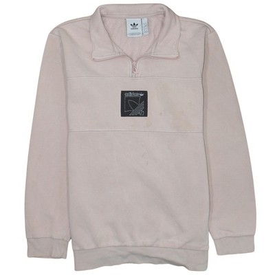 Adidas Fleece-Sweatshirt Herren rosa 1/4-Reißverschluss Medium normale Passform