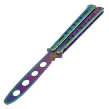 Defender 8.75"" Rainbow Folding Practice Knife Trainer Training Tools