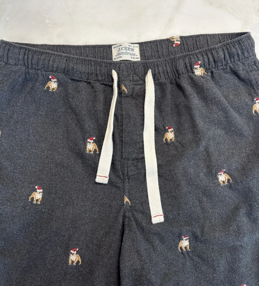 Pantalones de pijama grandes de Navidad gris bulldog de J Crew para hombre Foto 3 de 4