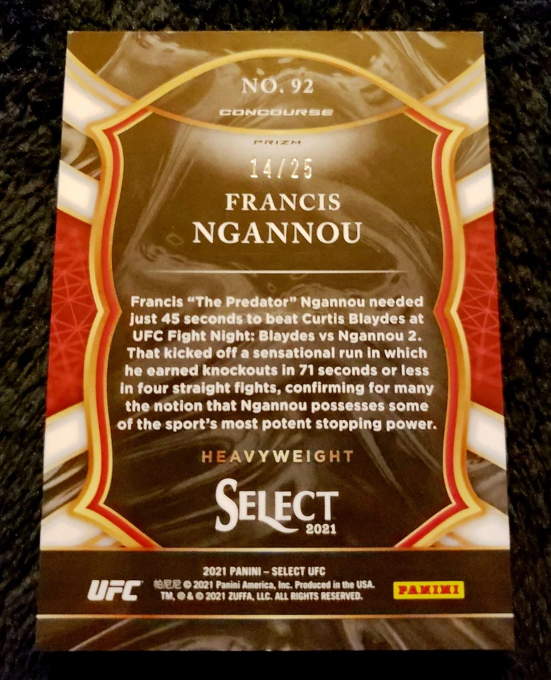 2021 UFC PANINI SELECT Francis Ngannou/25 TIE DYE CONCOURSE - Image 3 of 4