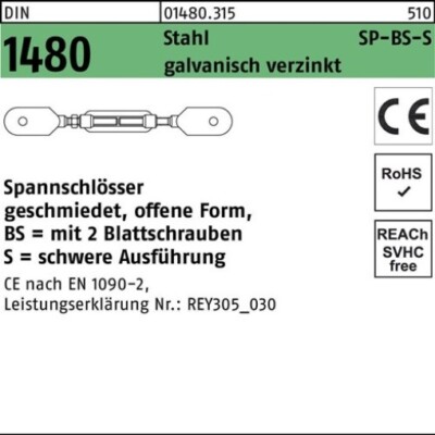 001480001550240000 Spannschloss DIN 1480 offen m.2Blattschrauben SP BS-S M 24 S