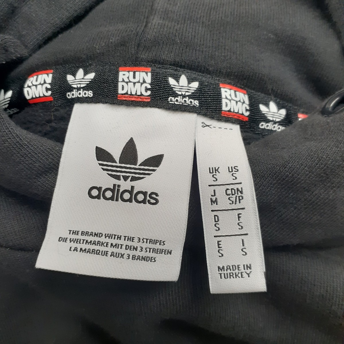 Adidas Hoodie Men's Small Black Run DMC Embroidered Logo