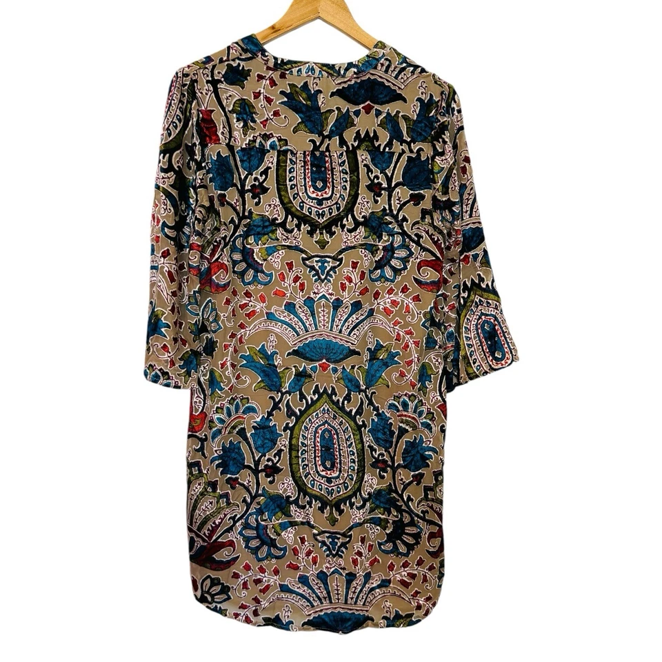 Anthropologie Feathers By Tolani Bohemian Crushed Velvet Floral Shift Dress SM - Image 3 of 4