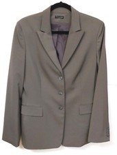 NWT Tahari Women's Size 12 Pewter Gray Polyester 3-Button Blazer 398 Retail MS